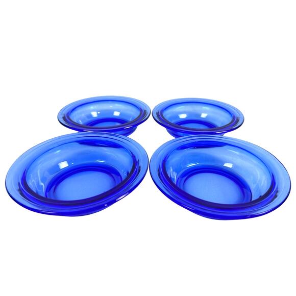 Hazel Atlas Moderntone Cobalt Blue 5" Berry Bowl-Set of 4-Very Rare-Excellent! - Picture 1 of 5